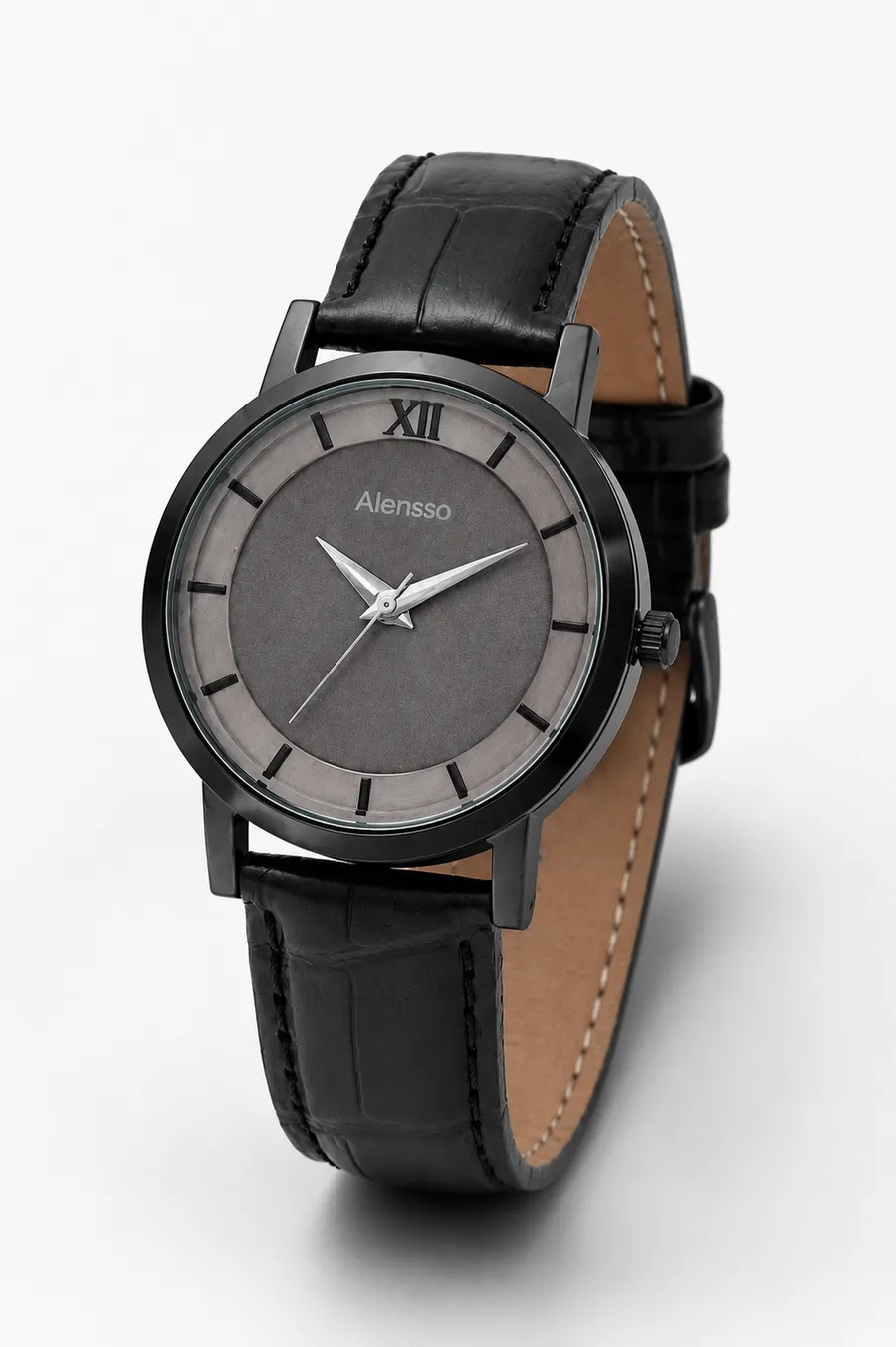 Alensso Signora A165 Women’s Analog Watch Gray Dial & Black Leather Strap