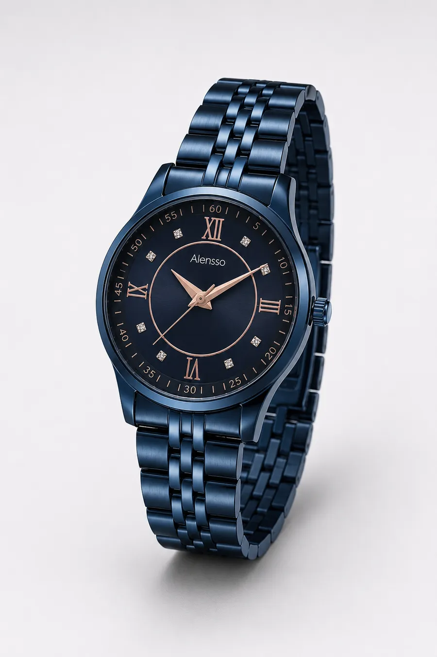 Alensso Signora A137 Women’s Elegant Watch Blue Dial & Blue Metal Bracelet