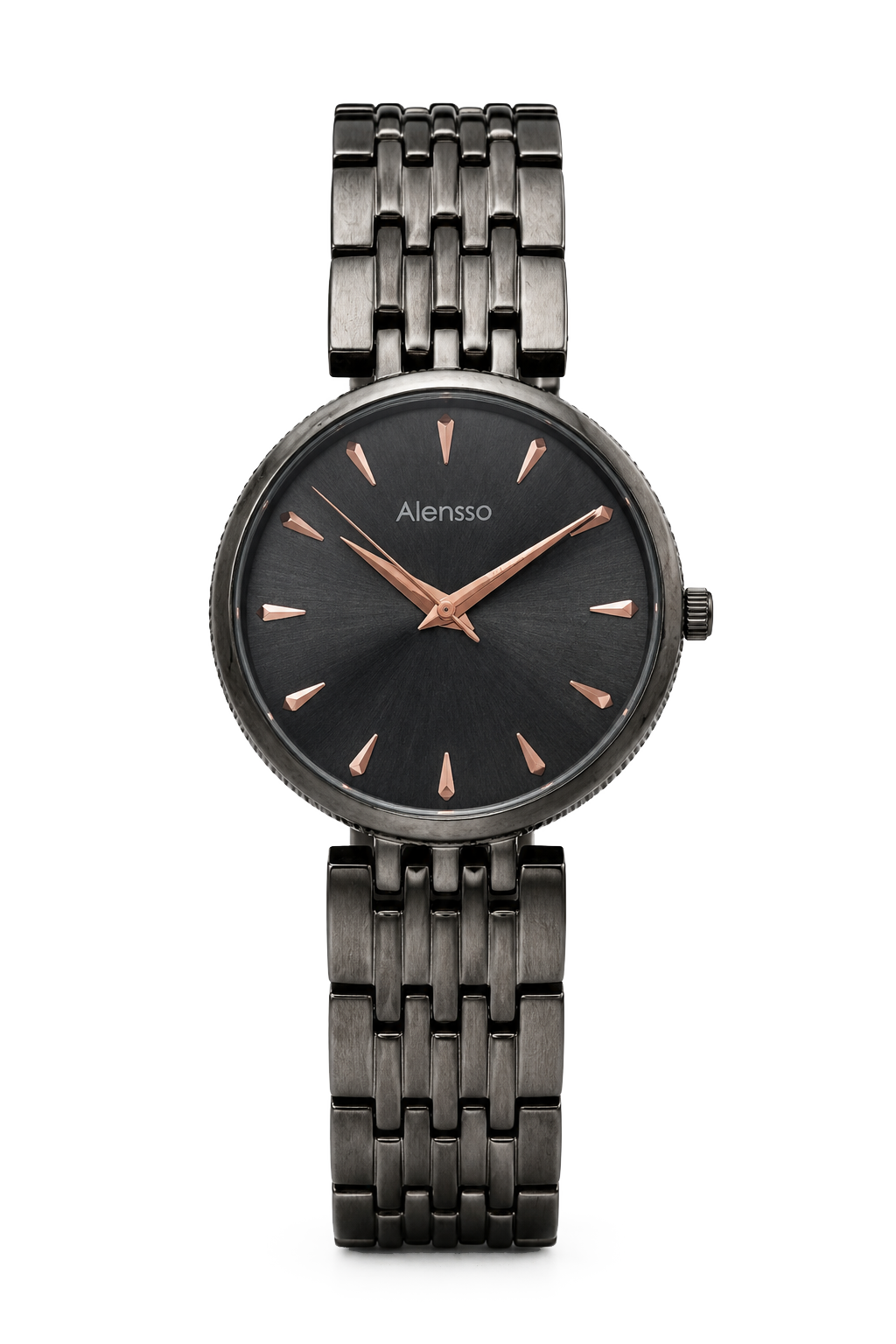 Alensso Signora A141 Black Dial Analog Watch for Women with Black Chain Strap