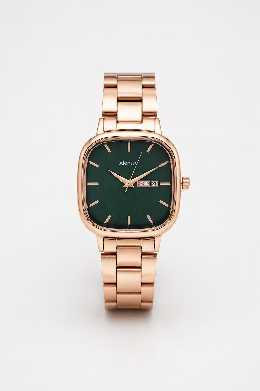 Alensso Signora A156 Women’s Analog Watch Green Dial & Rose Gold Chain Strap