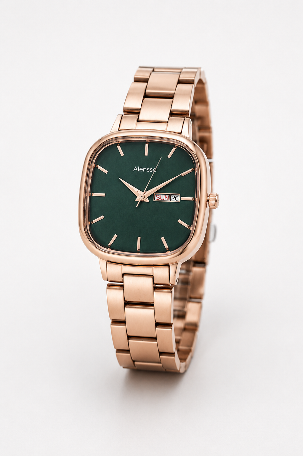 Alensso Signora A156 Women’s Analog Watch Green Dial & Rose Gold Chain Strap