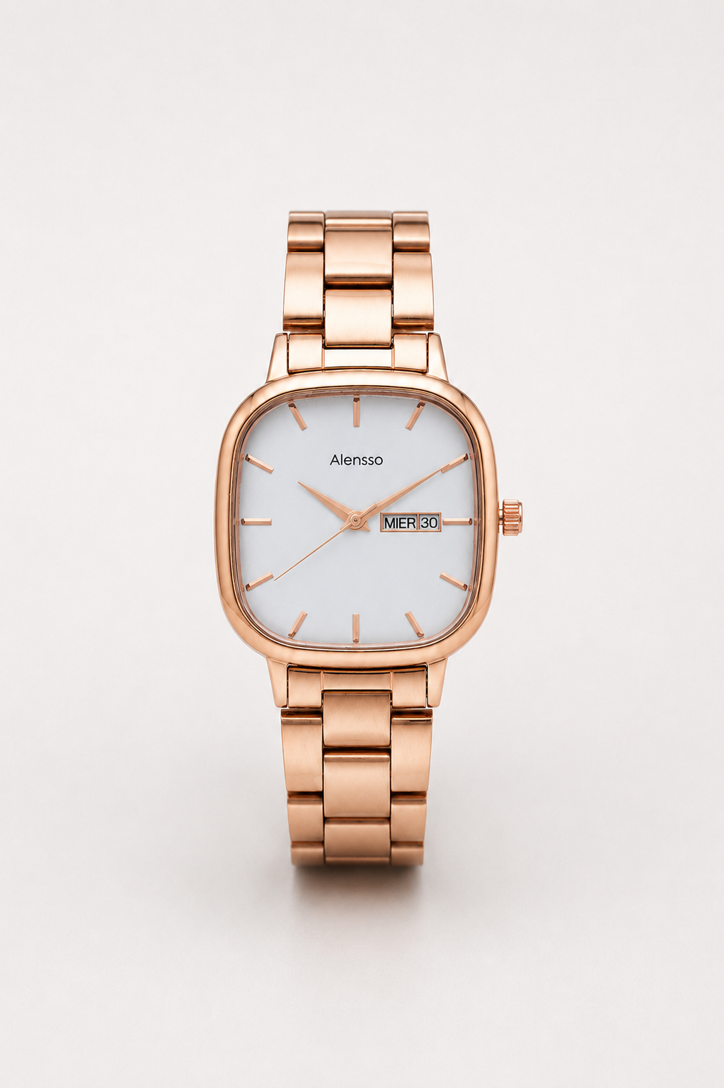 Alensso Signora A156 Women’s Analog Watch White Dial & Rose Gold Chain Strap