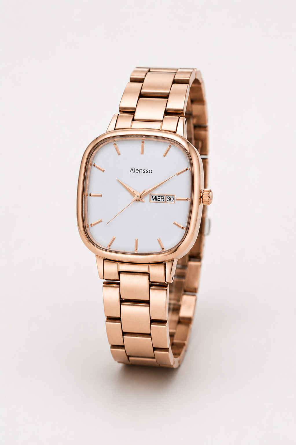 Alensso Signora A156 Women’s Analog Watch White Dial & Rose Gold Chain Strap